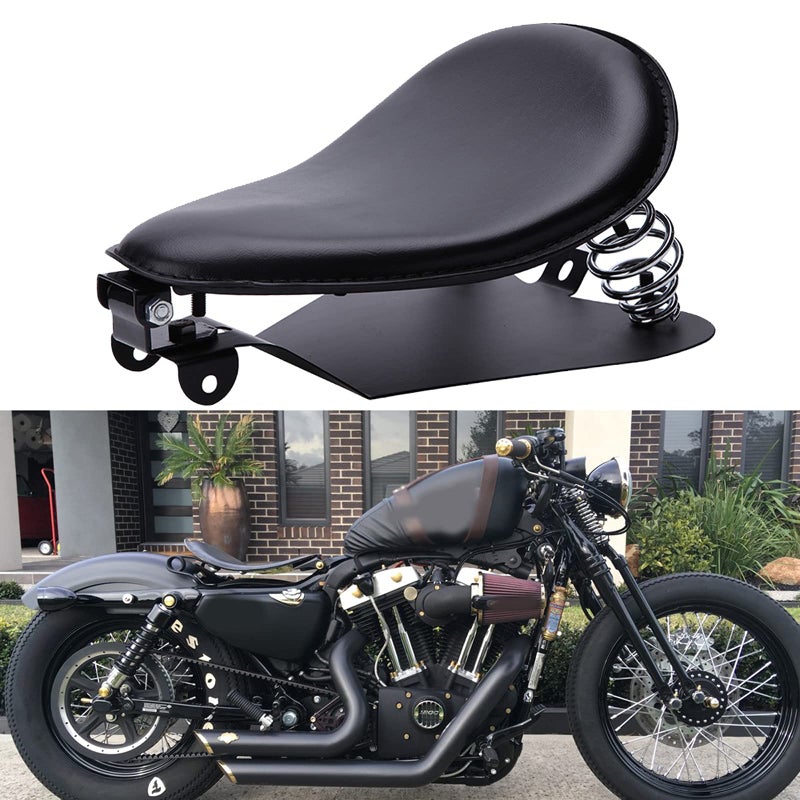 MISS MOLY Black Motorcycle Bobber Solo Seat Spring Base Plate Bracket Kit For Harley Sportster XL 883 1200 48 (Black) - Image 1